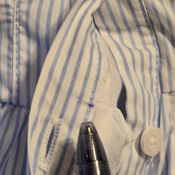 Sofie The Label Womens Cotton Blue White Pinstripe Ruffled Collar Dress Coquette - Picture 8 of 8